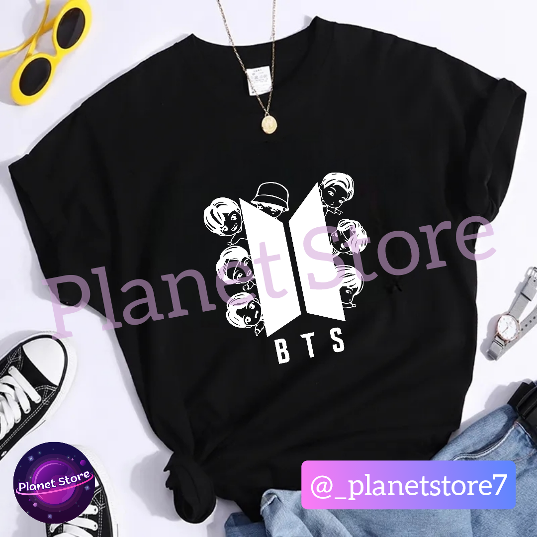 CAMISETA BTS TINY TAN 100 % ALGODÓN (blanco y negro)