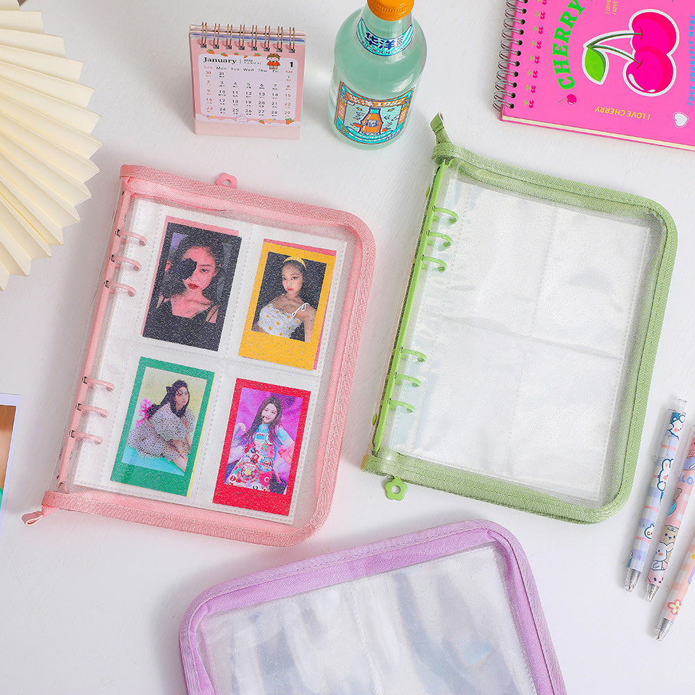 CARPETA CON BRILLO A5 + 20 HOJAS DE PLÁSTICO DE DOBLE CARA CON 8 BOLSILLOS CADA UNA