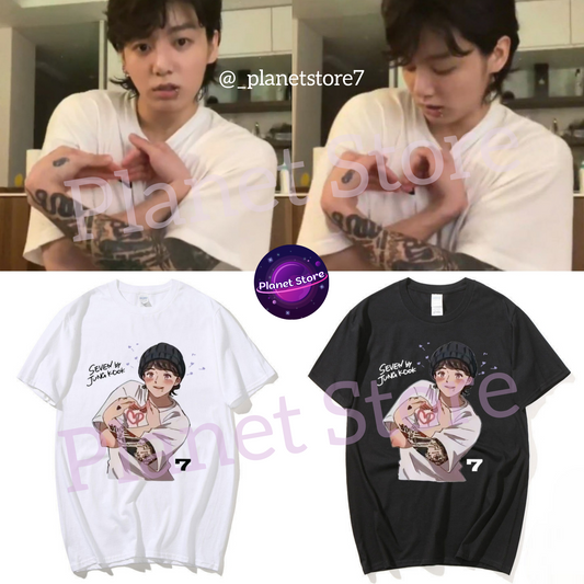 CAMISETA JUNGKOOK SEVEN 100% ALGODÓN (blanco y negro) 