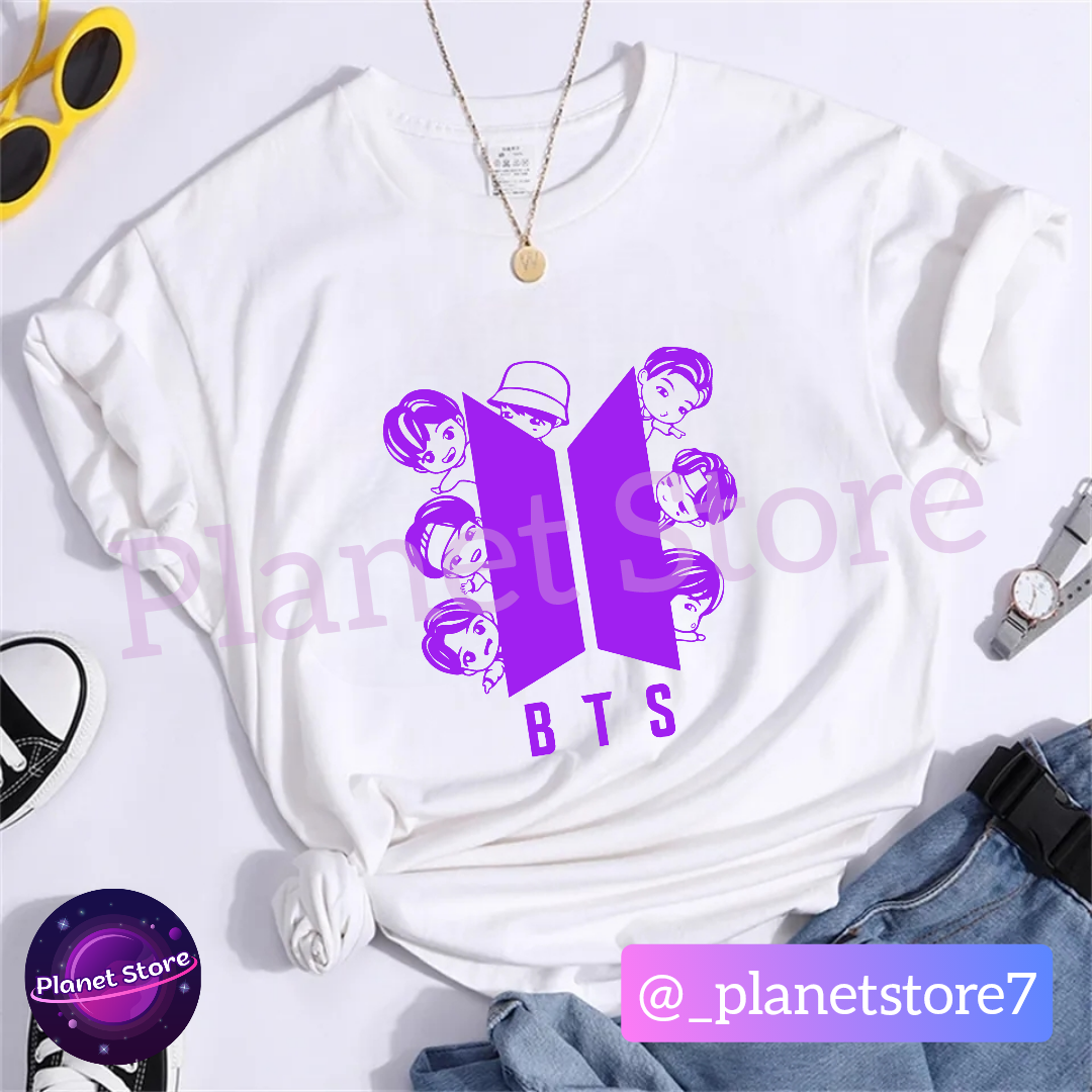 CAMISETA BTS TINY TAN 100 % ALGODÓN (blanco y negro) 