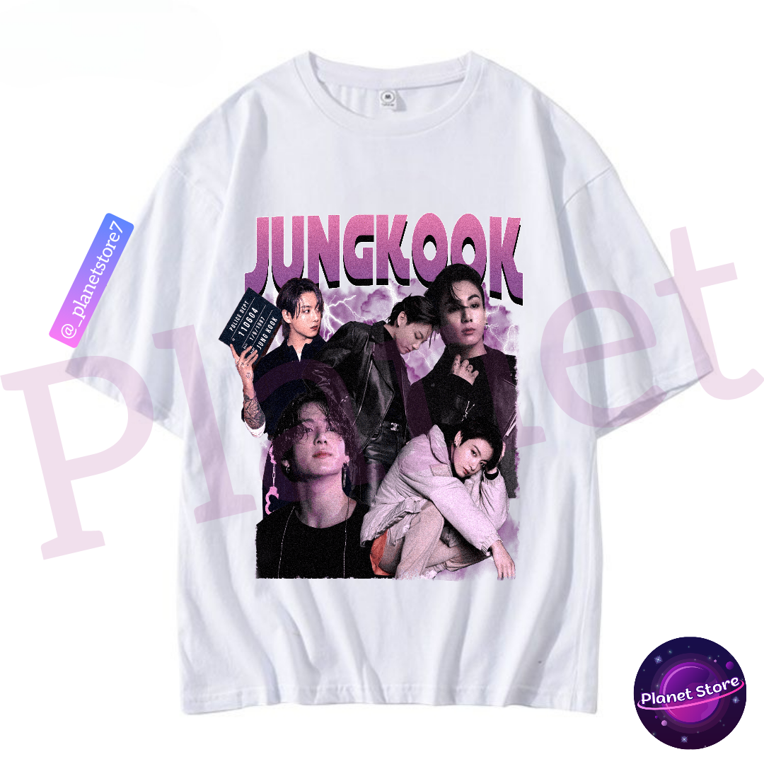 CAMISETA JUNGKOOK 100% ALGODÓN (blanco y negro) 