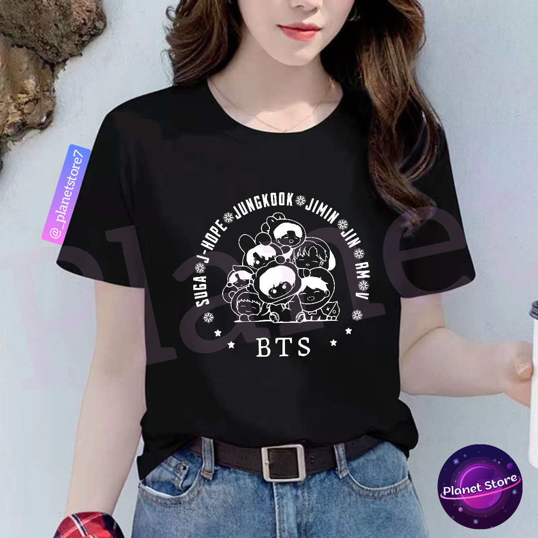 CAMISETA BTS 100% ALGODÓN (negra/blanca) 
